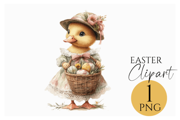 Download Vintage Easter Duck Clipart PNG Download - Premium Resources