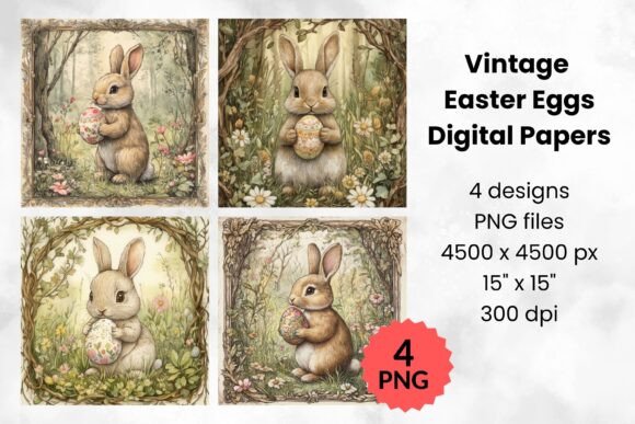 Download Vintage Easter Bunny with Egg Papers - Premium Resources
