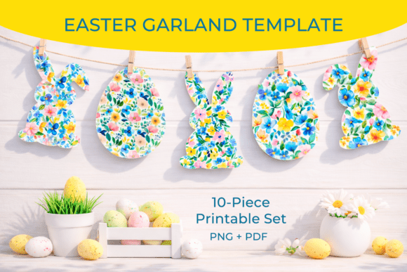 Download Easter Garland Printable Set, Bunny, Egg - Premium Bundle